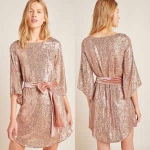 Anthropologie Starling Pink Sequin  Holiday Party Dress Size small